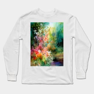 Watercolor Floral bloom spring Garden2 Long Sleeve T-Shirt